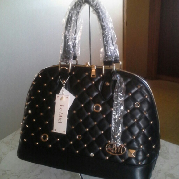 Black studded quilted