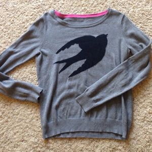 Grey long sleeved sweater bird detail