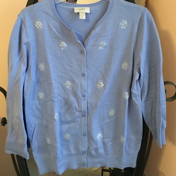 Loft periwinkle sequin cardigan