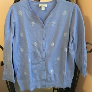 Loft periwinkle sequin cardigan