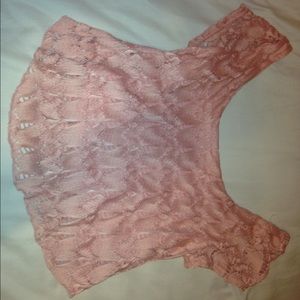 blush pink lace crop top