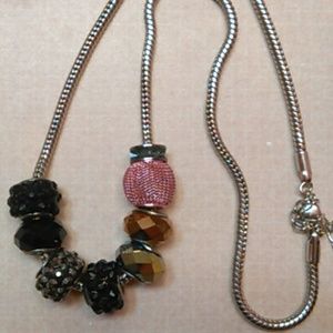 Sterling silver necklace with glass beads