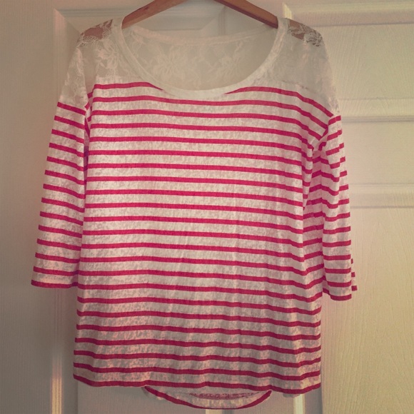 Red and White Burn Out Top