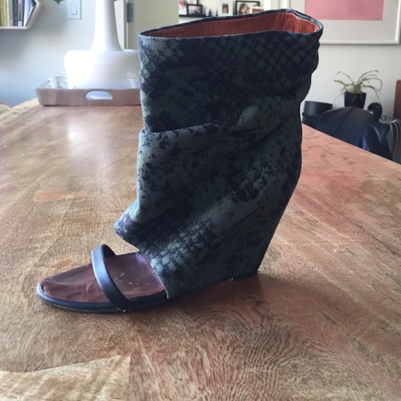 Isabel Marant Yoyo snake print open toe bootie