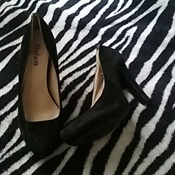 Black suede heels