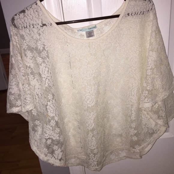 Cream White, See through floral shirt.