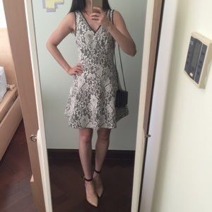 NEW Club Monaco wool gray white lace holiday dress