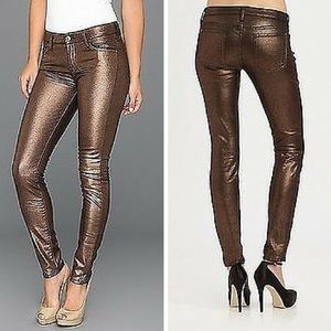 7 for all Mankind Jeans - 7FAM The Skinny Jean in Liquid Metallic Copper 7 for all Mankind Jeans - 7FAM The Skinny Jean in Liquid Metallic Copper