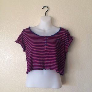 Red & Navy Crop Top