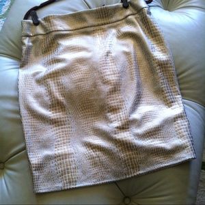 Gold embossed croc print skirt