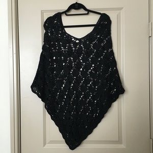 Black Crochet Poncho
