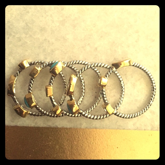 Set of 5 gemstone rings