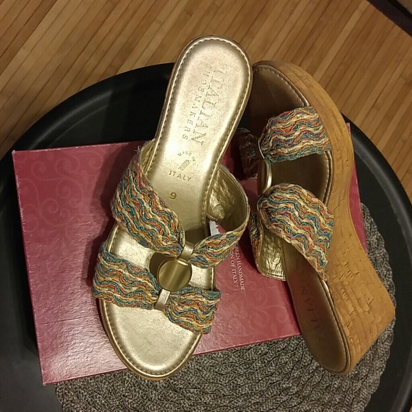 Italian hand made multi color sandals. I love this - Picture 1 of 1