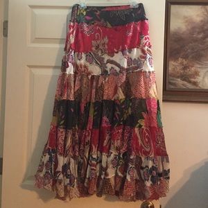 22W 24W Boho patchwork layered full peasant skirt