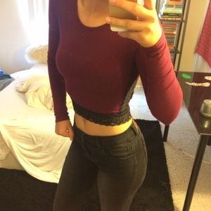 Maroon long sleeve with lace