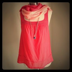 Joe's jeans coral crochet trim tank