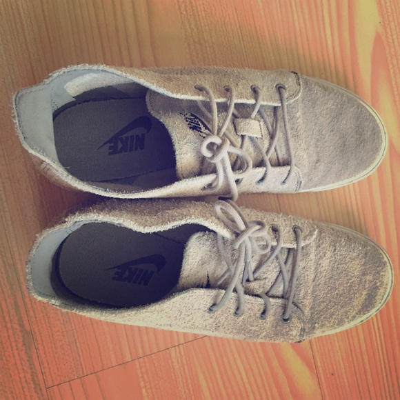 Gray suede Nike mid tops