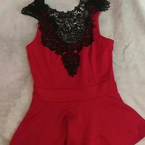 Neck High Crochet Plum Top