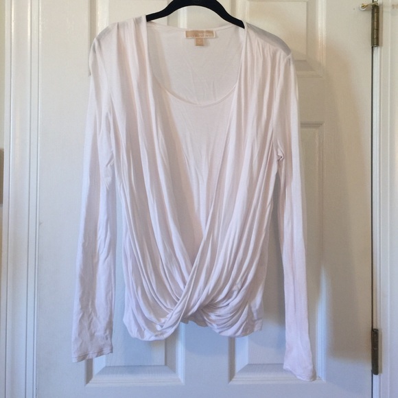 Michael Kors White Drape Front Blouse.  Medium