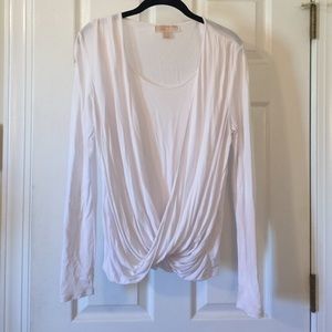 Michael Kors White Drape Front Blouse.  Medium