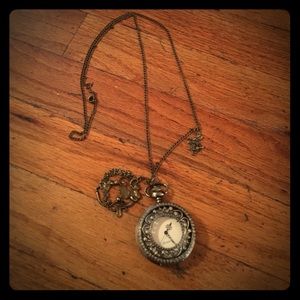 Alice in wonderland pocket watch necklace