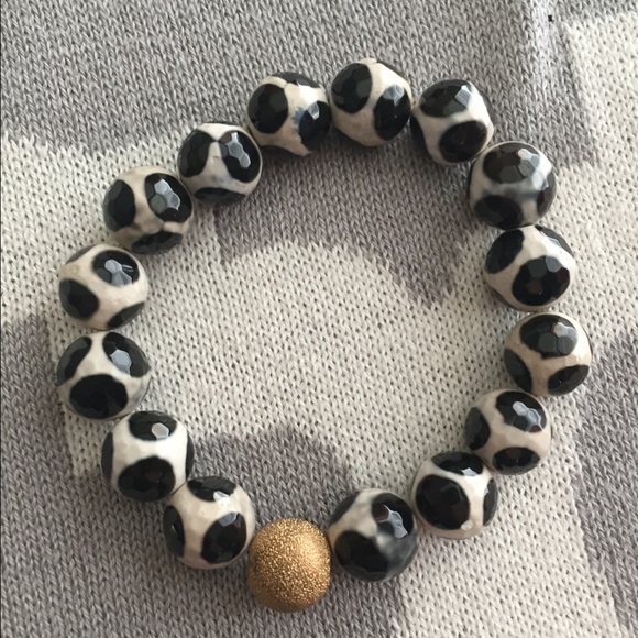 Black & white bracelet with gold ball!