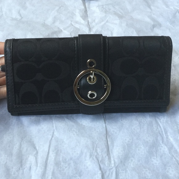 New Authentic Black Coach Envelope Long Wallet