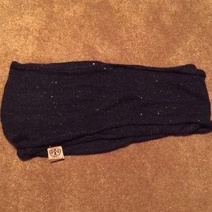 Tory Burch Black Wool Scarf with Sequins