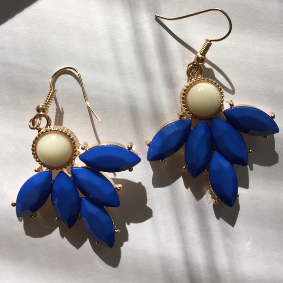 Blue vintage inspired statement earrings