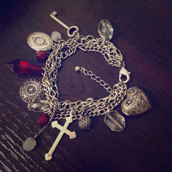 Jewelry - Silver and Red Charm Bracelet