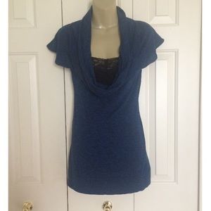 Dark Blue Cowl Neck Sweater
