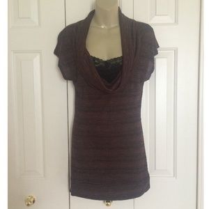 Brown Cowl Neck Sweater
