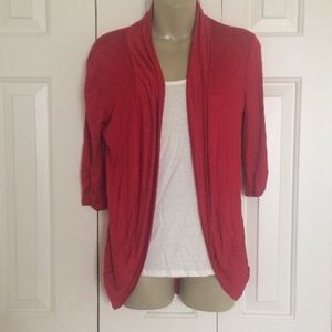 Red Cardigan and White Tank Set