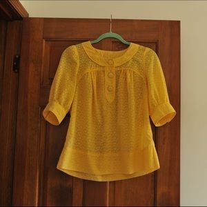 Yellow French Connection Peasant Blouse Size 4