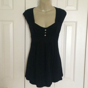 Dressy Sweetheart Neckline Black Top