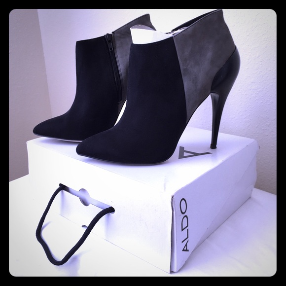 ALDO "Dannielle". Blk/gray booties. Sz 9 US/EU40.