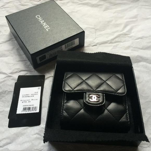 CHANEL Handbags - Authentic New Black Chanel Lambskin Wallet multi