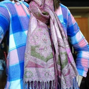 Purple, pink and green sparkle scarf