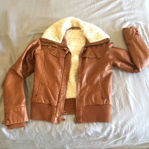 Faux Leather Bomber Jacket