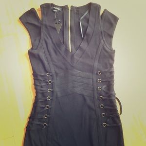 bebe | cold shoulder side lace-up dress