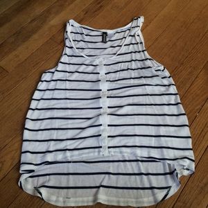 White and blue striped tank