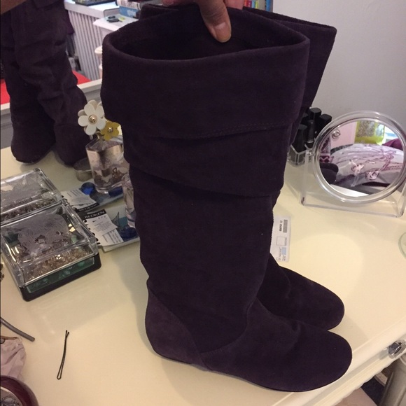 Purple suede boots