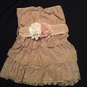 Tan strapless dress shirt