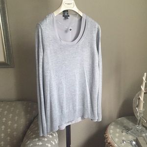 Ann Taylor Petite gray sweater with attached shell