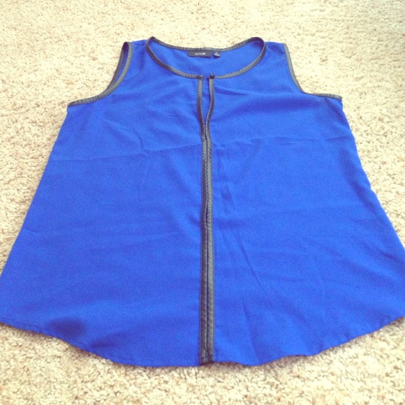 Blue and black leather trim tank