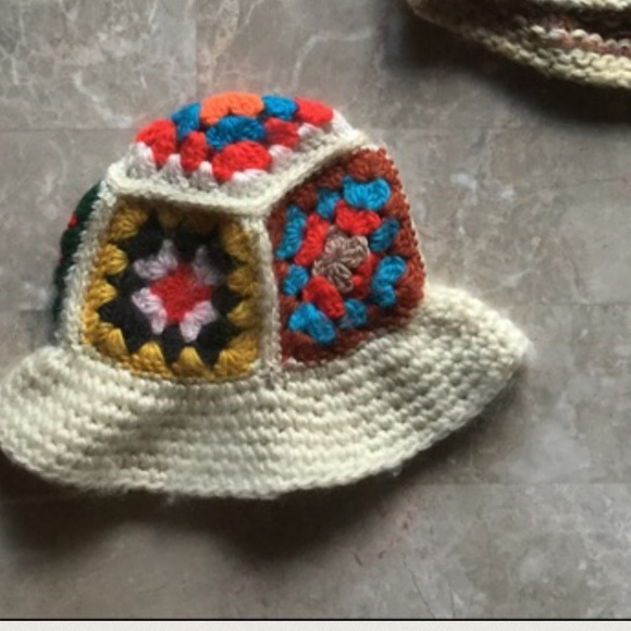 💋BOHO Soft hand knitted crocheted snuggly  hat OS
