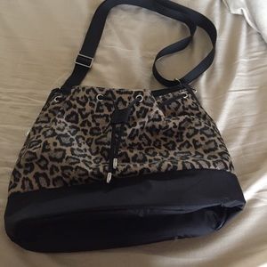 Travelon Leopard Print Drawstring Crossbody Bag