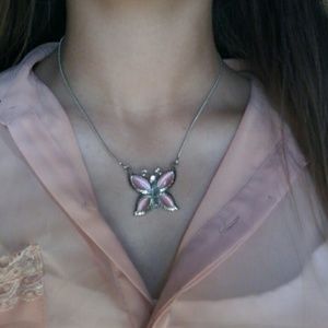 Pink Butterfly Necklace