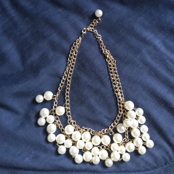 Multilayer pearl charm necklace