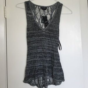 bebe | high low metallic tank top